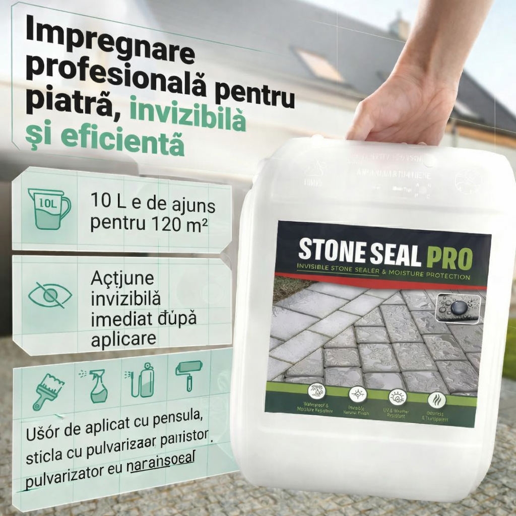 STONE SEAL PRO – 2 în 1 impregnare și protecție hidrofugă | Împotriva algelor, mușchiului, lichenilor și ciupercilor